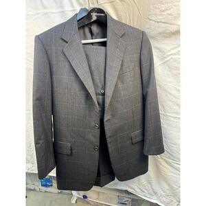 Hickey Freeman Bespoke Loro Piana Wool Suit Grey Windowpane Saks Fifth Avenue